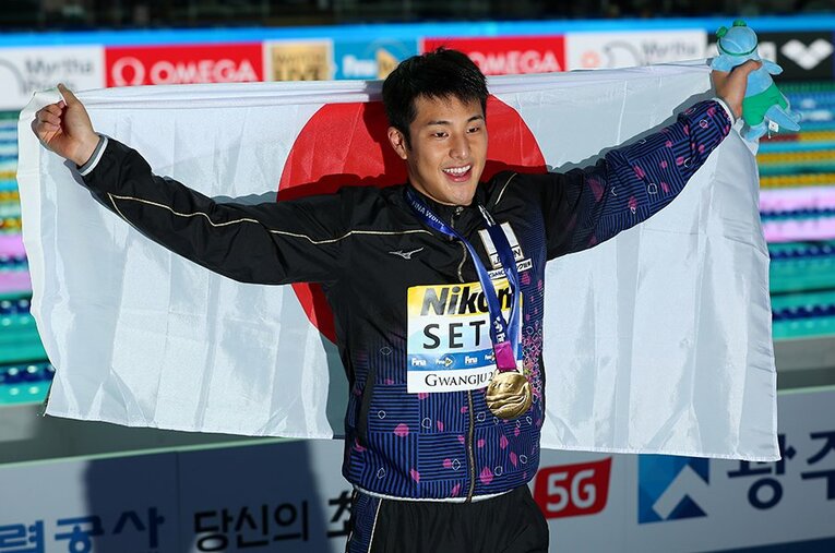 19年の世界選手権で2個の金メダルと1個の銀メダルを獲得した瀬戸大也 ／ photograph by Getty Images