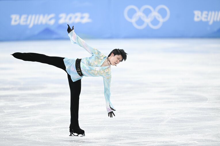 北京五輪フリーの羽生結弦の演技　©Asami Enomoto／JMPA