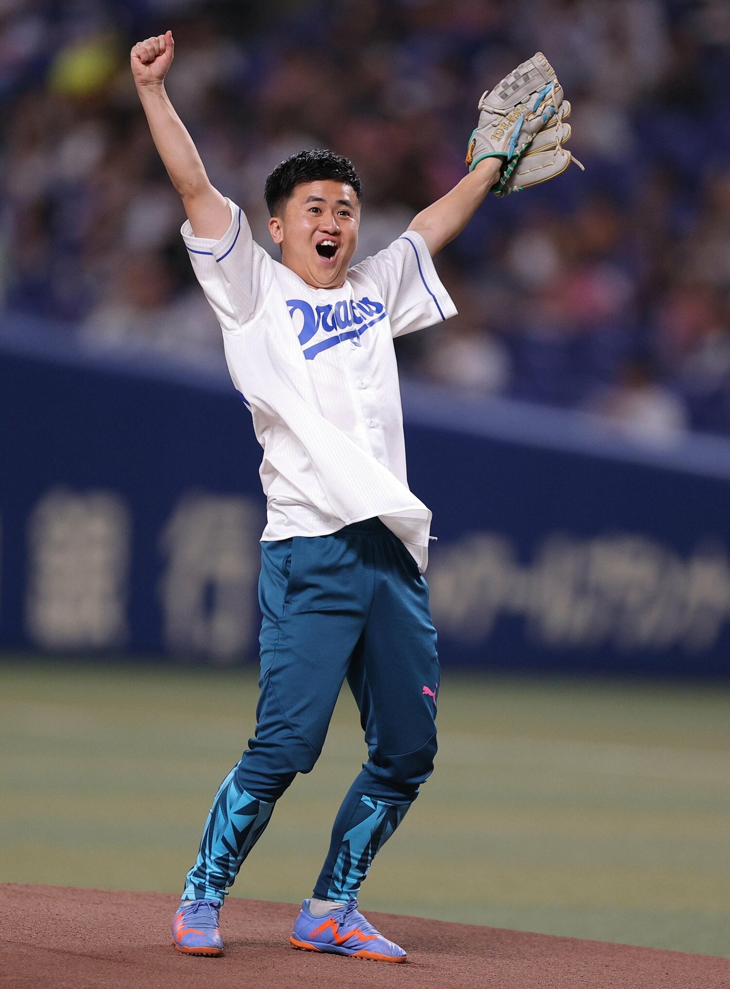 中日ドラゴンズの始球式に参加した愛知県出身のウンパルンパ(2024年) ©︎Sankei Shimbun