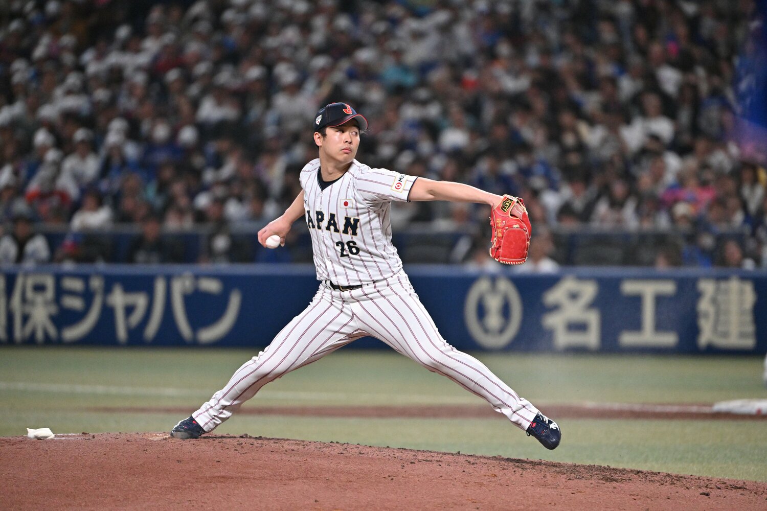 2月27日の中日との強化試合では侍ジャパンの2番手として登板した種市篤暉　©️Hideki Sugiyama