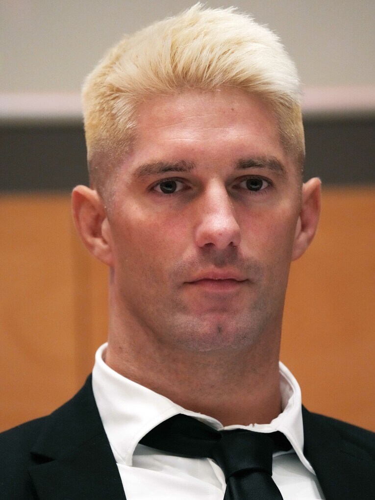 落ち着いた表情で会見に臨んだザック・セイバーJr.　©Essei Hara