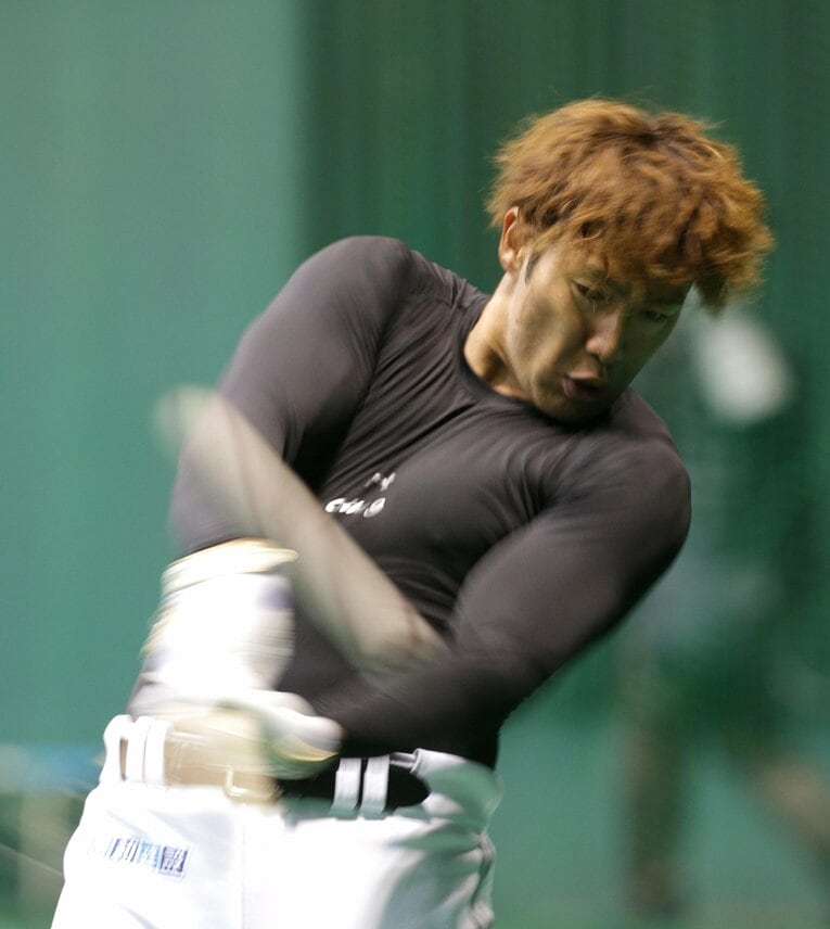 「すごい胸筋」30歳時の柳田悠岐　©Sankei Shimbun