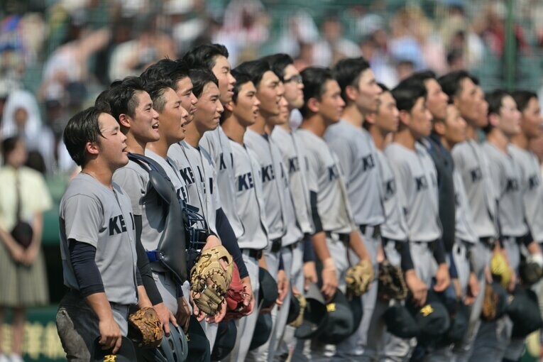 “非・丸刈り”で注目を集める慶応の選手たち　©Hideki Sugiyama