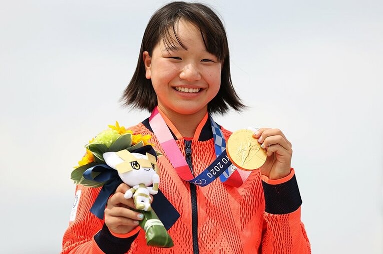 女子ストリート初代王者&日本人最年少金メダリストに輝いたのは、13歳の西矢椛選手だった ／ photograph by Getty Images