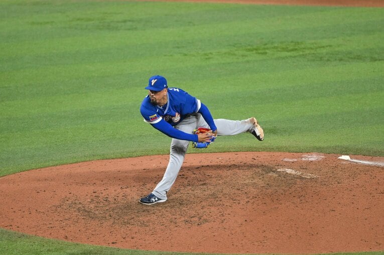 日本戦では８回のマウンドに上がり無失点に抑えた　©Nanae Suzuki