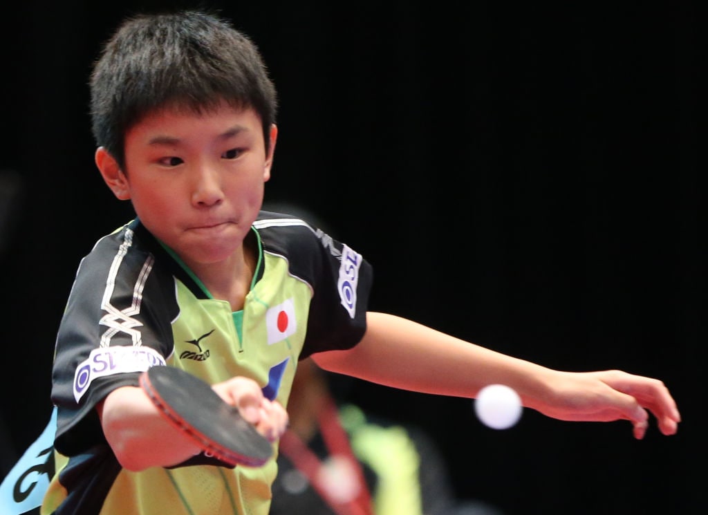 2015年、12歳時の張本 ©Getty Images