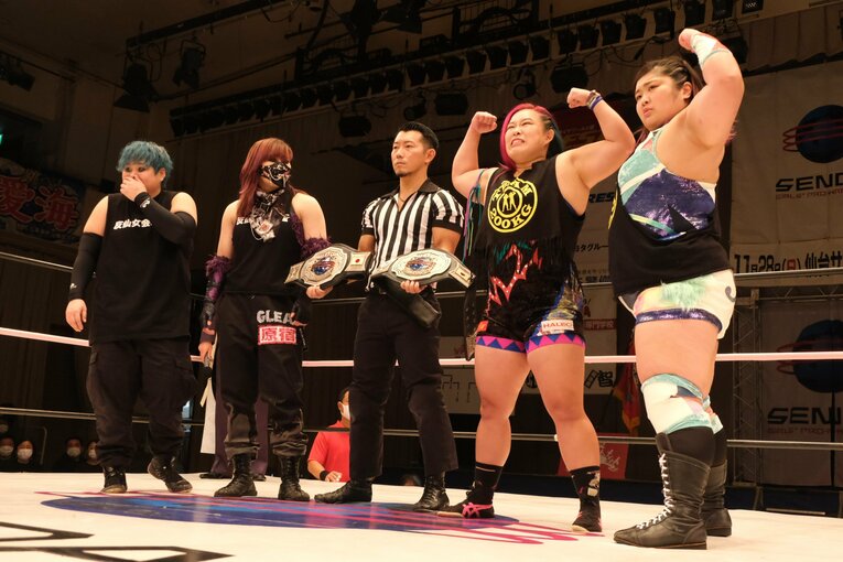 センダイガールズの11.23後楽園大会メインにて行われた「チーム200キロ」橋本千紘&優宇vsアンドラス宮城&響