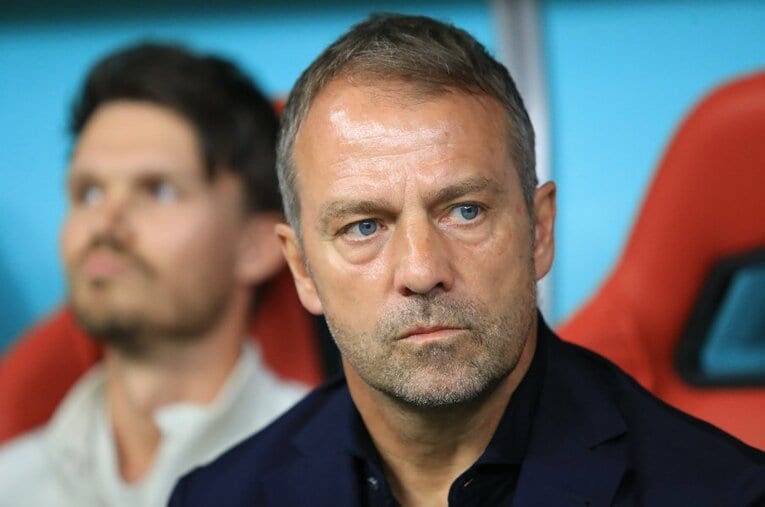 ドイツのフリック監督。日本戦では批判の的になったが、スペイン戦に対し、堂々たる戦いぶりを示し、3戦目で“奇跡の逆転突破”を狙う ／ photograph by Kazuo Fukuchi/JMPA