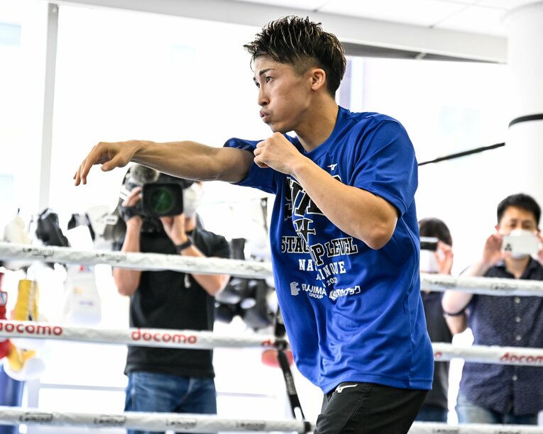 フルトン戦に向けて公開練習を行った井上尚弥　©︎Hiroaki Yamaguchi