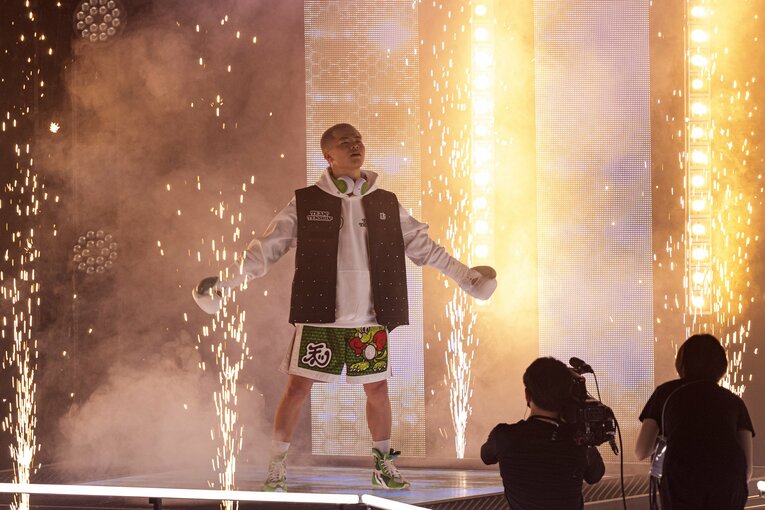 4月8日、有明アリーナ。那須川天心の入場シーン　©Takuya Sugiyama