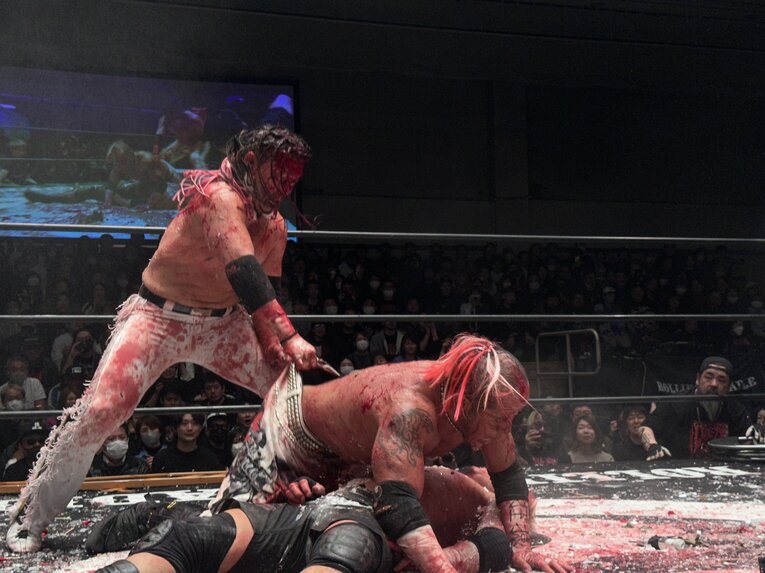 スワイプすると「エル・デスペラードvs葛西純」など激闘写真をご覧になれます　©Norihiro Hashimoto