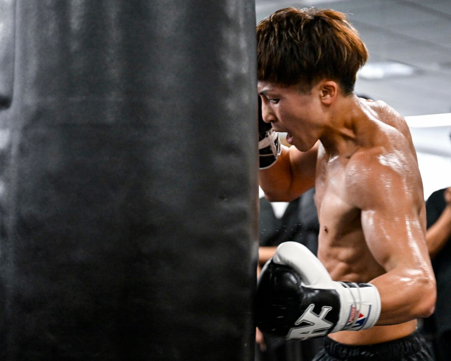 8月21日、公開練習で汗を流す井上尚弥　©Hiroaki Yamaguchi