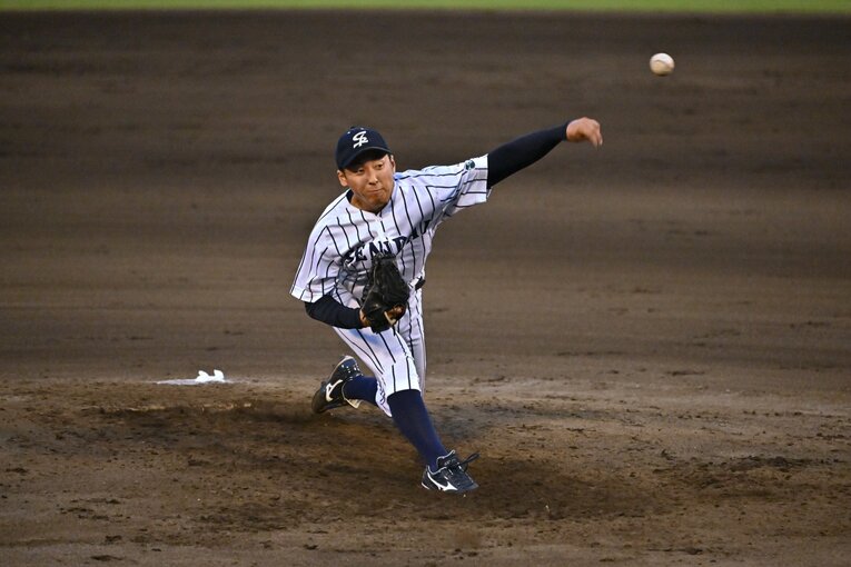 侍ジャパン大学生代表の選考合宿でも好投した渡邉　©Hideki Sugiyama