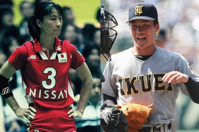 仙台育英高校エースとして活躍した吉川陽大（右）。元バレーボール日本代表の母がここまでの歩みとドラフト会議当日の様子を振り返った ／ photograph by （L）Jun Tsukida/AFLO SPORT（R）JIJI PRESS