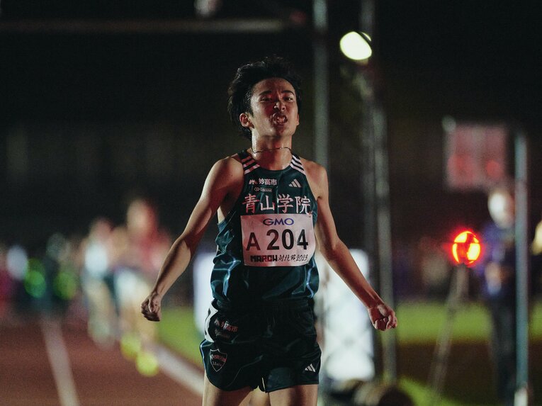 2023年11月のMARCH対抗戦10000mで28分11秒の自己新でトップを飾った佐藤一世　©︎Yuki Suenaga