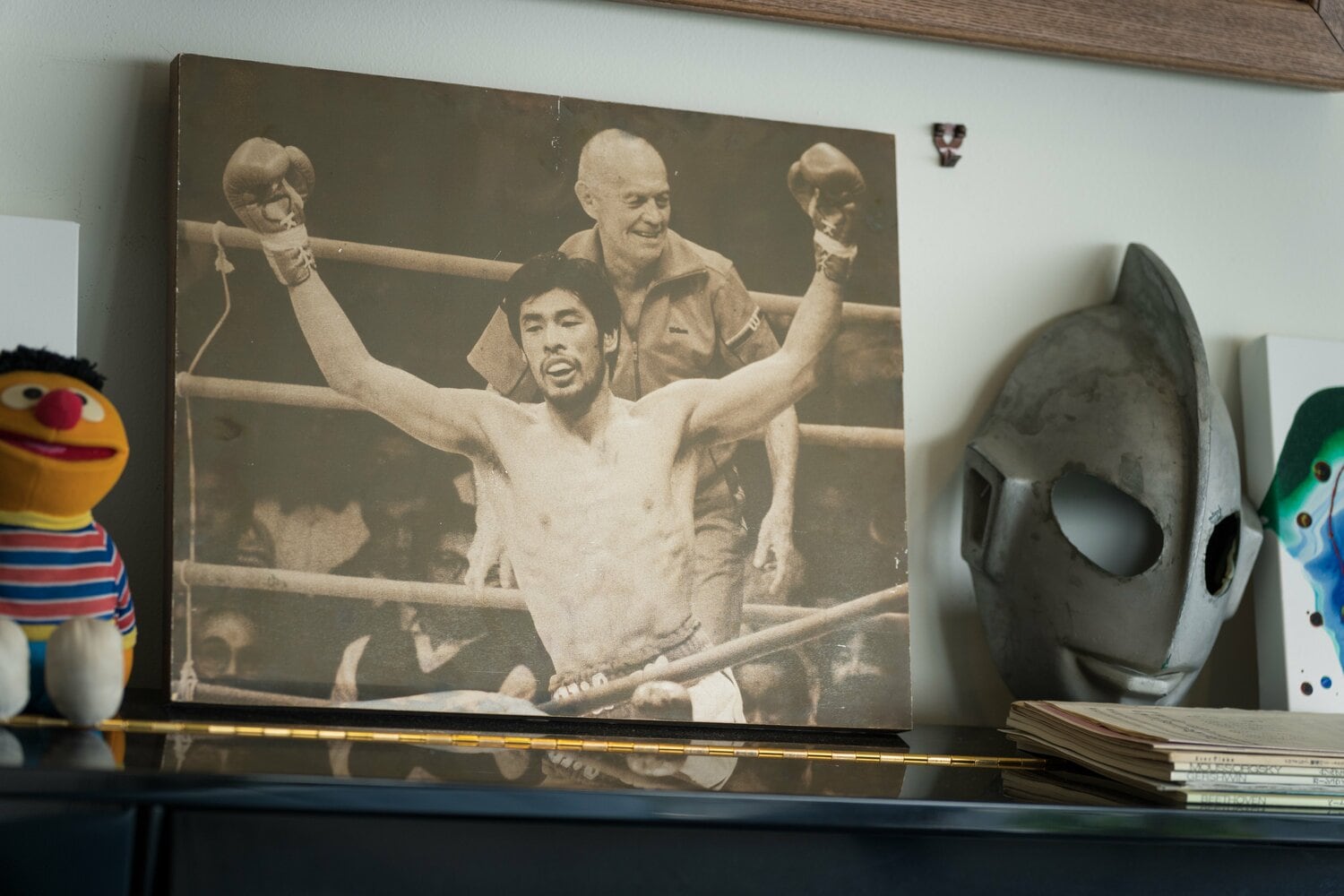 現役時代の赤井英和とトレーナーのエディ・タウンゼント　©Shiro Miyake