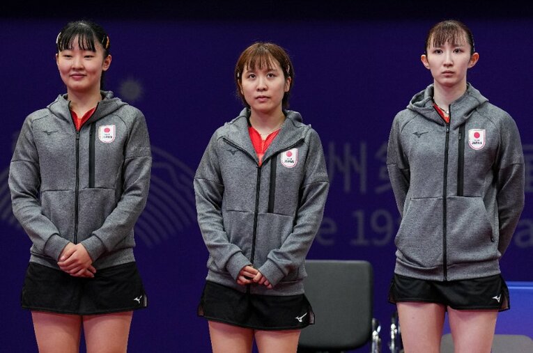 パリ五輪代表に選ばれた早田ひな、平野美宇、張本美和 ／ photograph by Getty Images