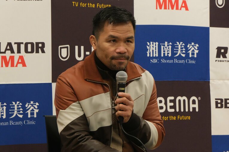 RIZINと契約したことを発表したパッキャオ　©Norihiro Hashimoto