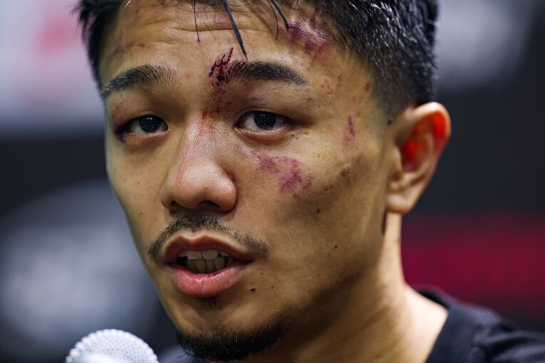 試合後の中谷潤人。あの井上尚弥を明確に押し込むラウンドも作った　©Naoki Kitagawa