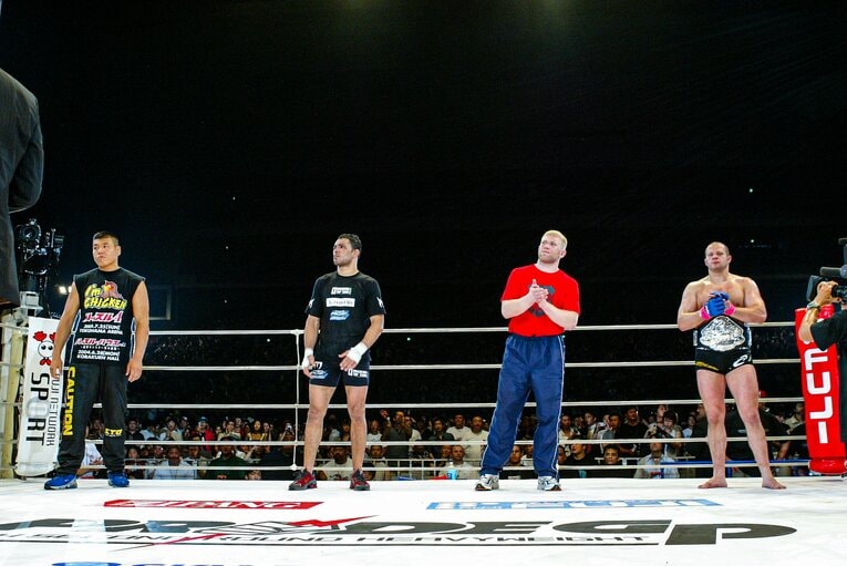 ヘビー級グランプリのベスト4に勝ち残った小川直也、ノゲイラ、ハリトーノフ、ヒョードル　©Susumu Nagao