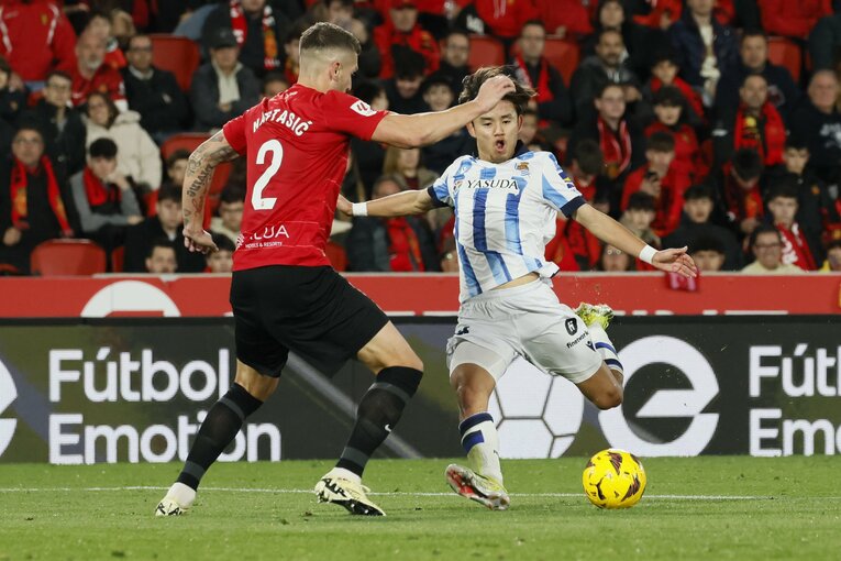 久保が決めた今季リーガ7ゴール目　©EPA/JIJI PRESS