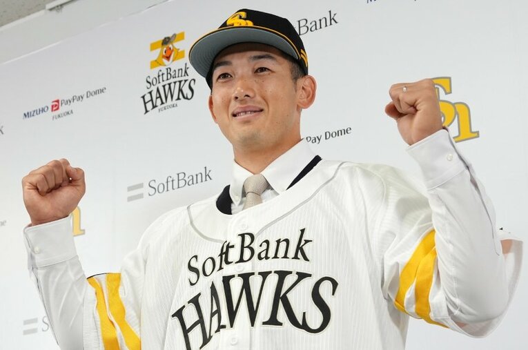 2026年5月、DeNAからトレードでソフトバンクに加入した山本祐大　©JIJI PREEE