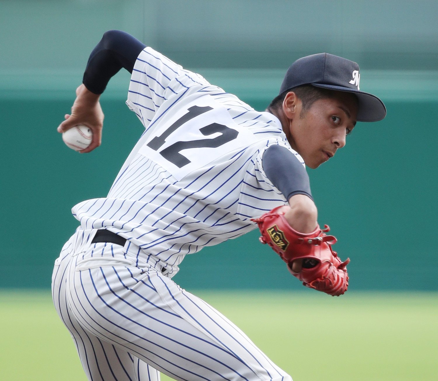 181cmと身長もある明徳義塾の吉村優聖歩　©JIJI PRESS