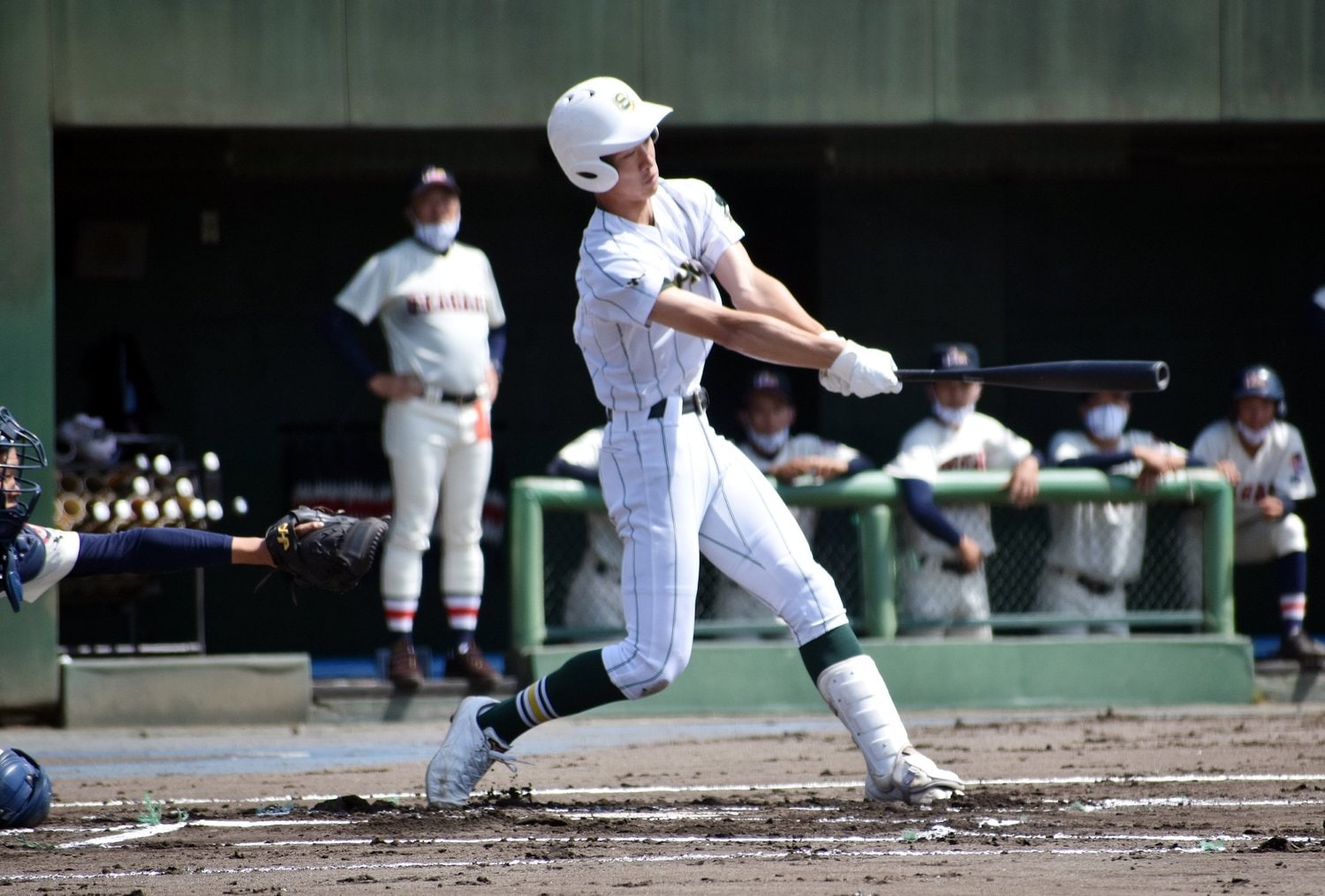 高校通算56本の強打だけでなく、俊足・強肩も魅力。ドラフト上位での指名も期待される©︎Sankei Shimbun