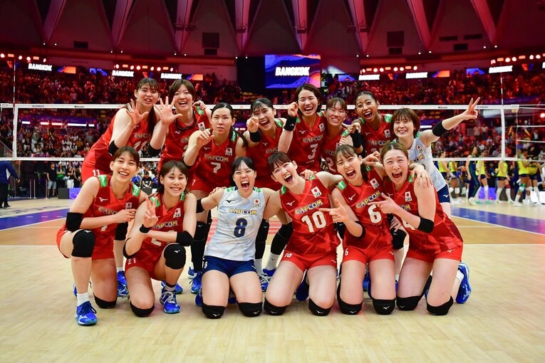 パリ五輪1次リーグでも対戦することが決まっているブラジルを撃破した日本　©︎Volleyball World