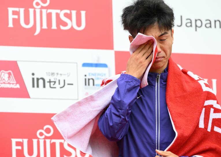 ゴール後、思わず感極まる鈴木芽吹　©Nanae Suzuki