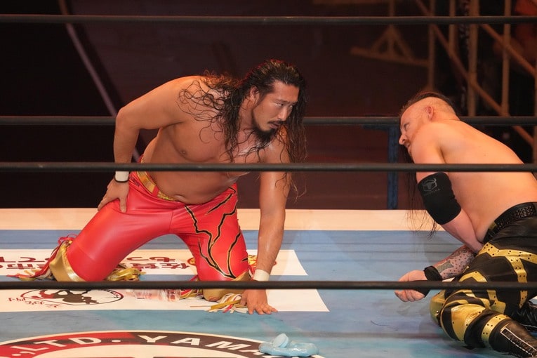 辻陽太vs.デビッド・フィンレー。7月21日、エディオンアリーナ大阪　©Essei Hara