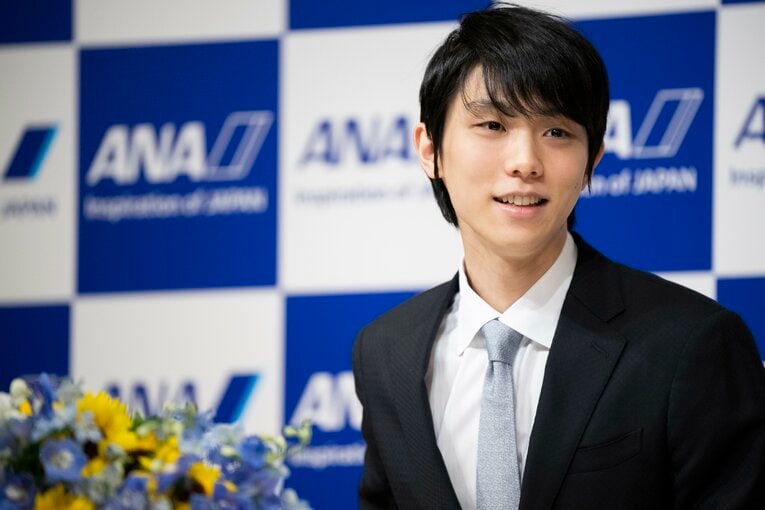 7月19日に行われた羽生結弦の会見。明るく気遣いのある、いつもの羽生の姿がそこにあった　©Asami Enomoto