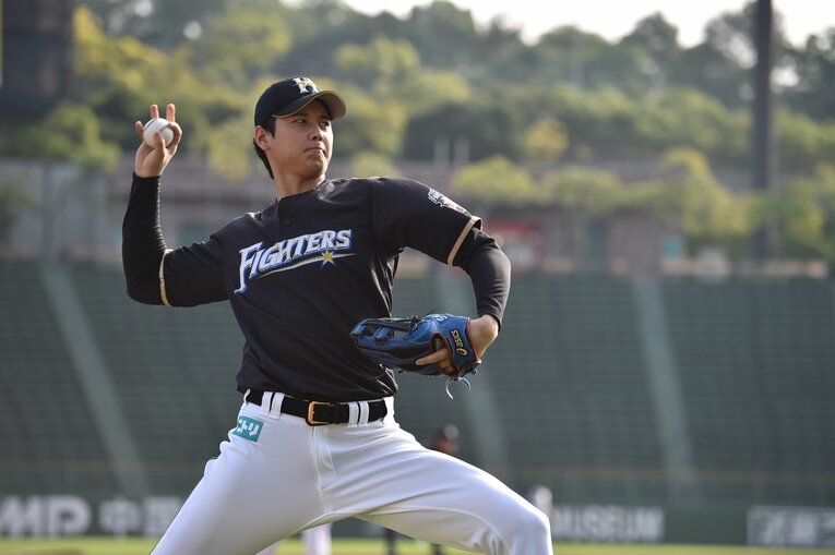 日本ハム時代の大谷翔平。2014年9月、神戸でのオリックス戦で　©Hideki Sugiyama