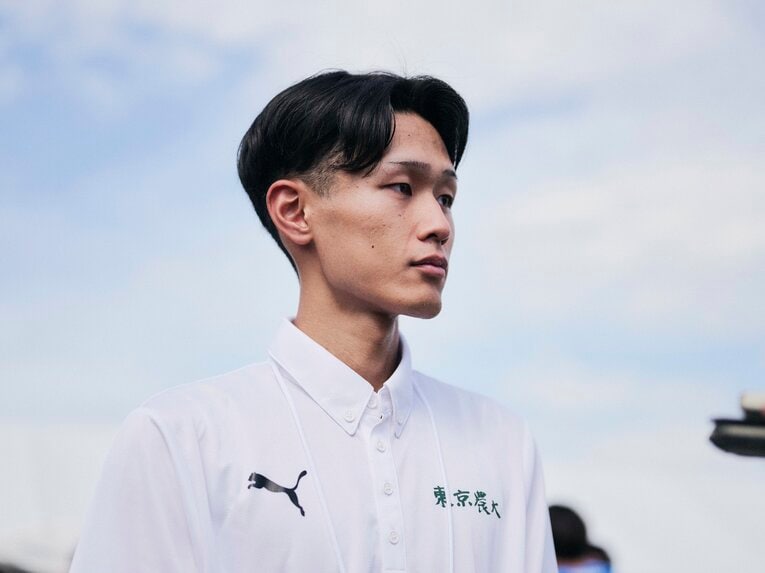 取材に応じる東農大・前田　©Yuki Suenaga