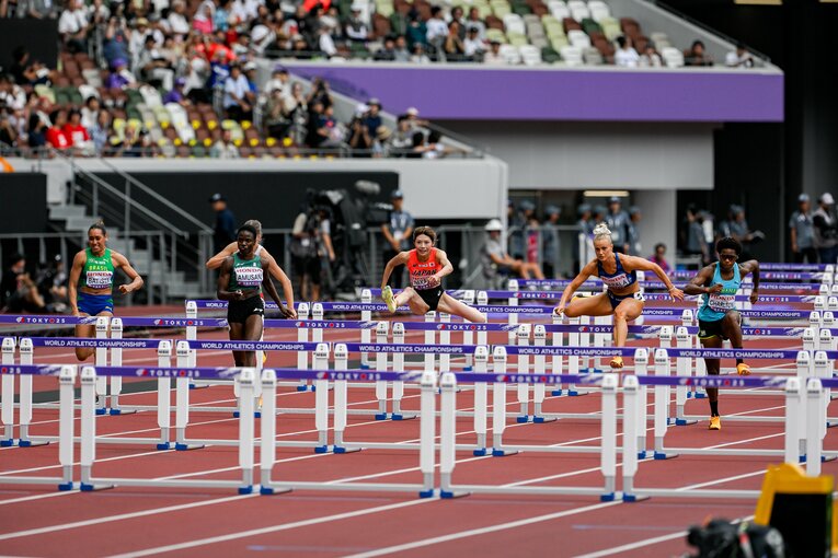 【東京世界陸上】100mハードル予選を走る中島ひとみ（長谷川体育施設）　©Nanae Suzuki