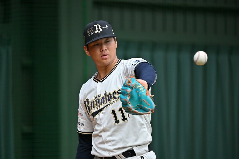 ブレーク２年目となる今春のキャンプで練習に取り組む山下　©Hideki Sugiyama