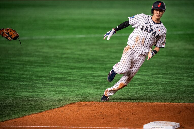 WBCでも抜群の走力を見せた周東。ソフトバンクでもリードオフマンとしての期待がかかる　©Nanae Suzuki