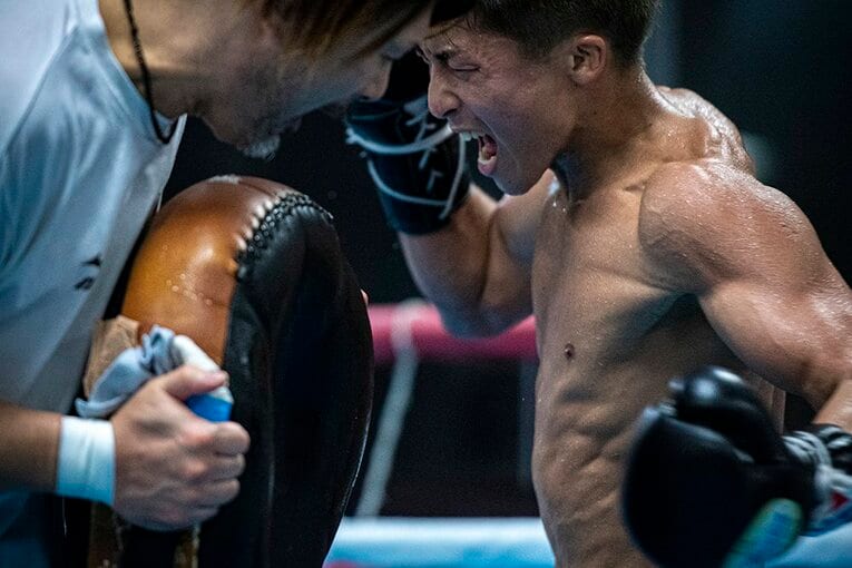 2019年ドネア戦前の公開練習で ／ photograph by Takuya Sugiyama