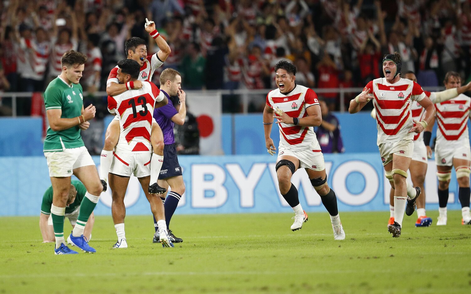 日本開催となった2019年W杯。「ONE TEAM」のスローガンを掲げ、史上初のベスト8入りを果たした ©︎Getty Images