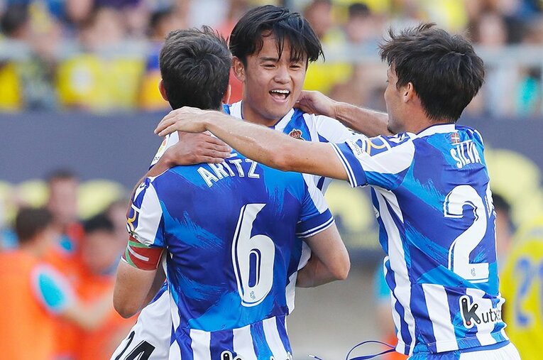 久保建英はソシエダでのデビュー戦となるカディス戦で決勝点となる先制ゴールを挙げた ／ photograph by Mutsu Kawamori