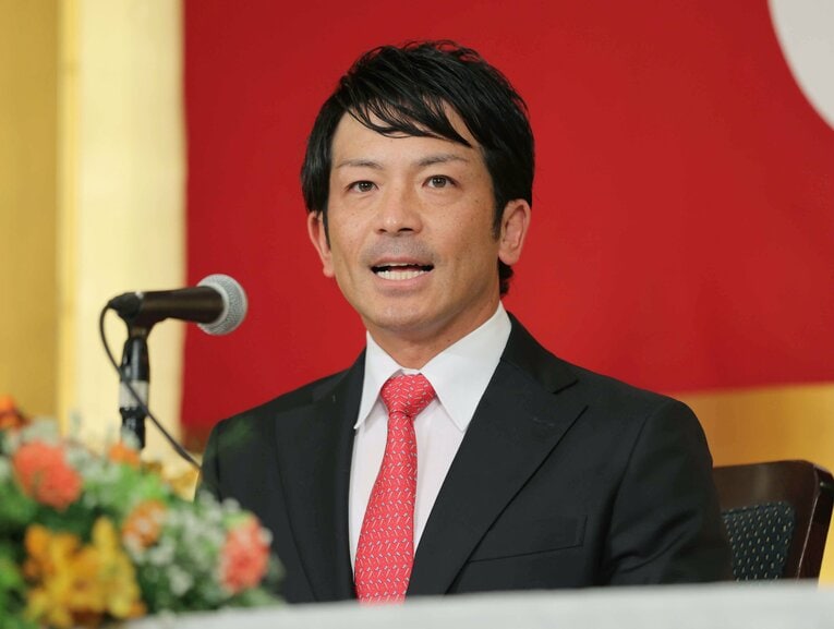 2023年9月28日の引退会見「プロ野球生活は私にとって夢のような時間でした」　©JIJI PRESS