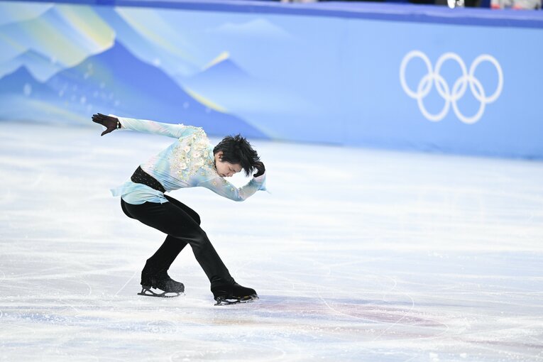 北京五輪フリーの羽生結弦の演技　©Asami Enomoto／JMPA