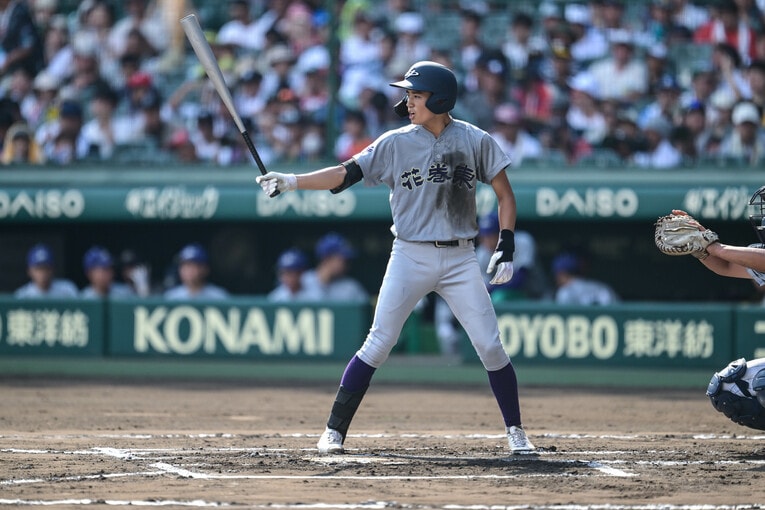 花巻東の熊谷陸。「本来は“1番バッター”である熊谷陸を2番に置いた」と佐々木監督は語る　©Nanae Suzuki