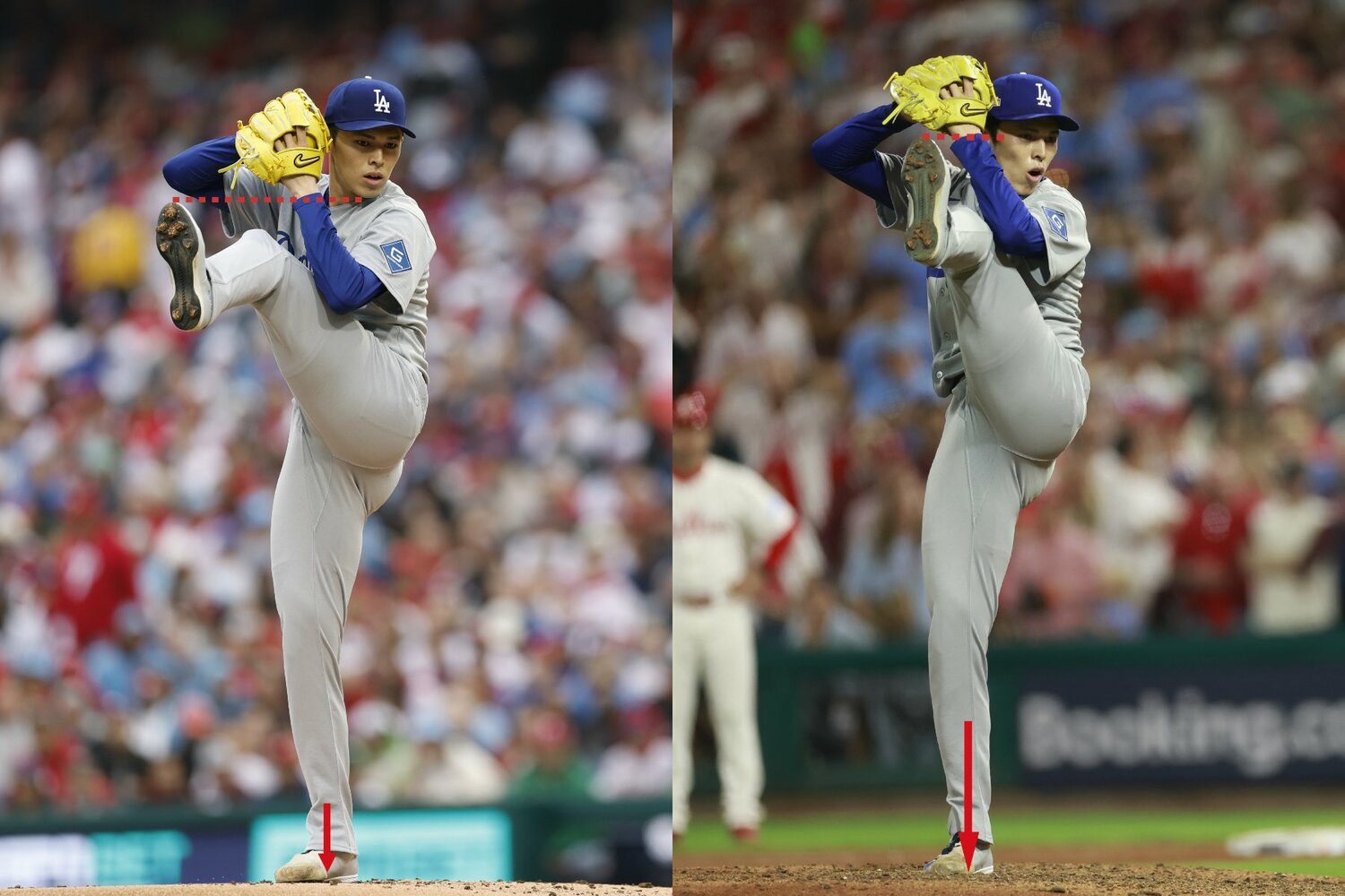 左が4月、右が10月。足の上げ方に注目してほしい　©Yukihito Taguchi(2)