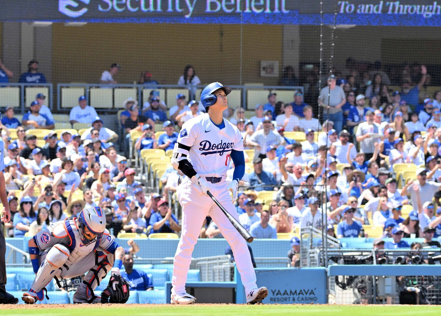 大谷のメジャー通算176本塁打目は相手捕手もガックリするほどの完璧な一撃だった　©JIJI PRESS