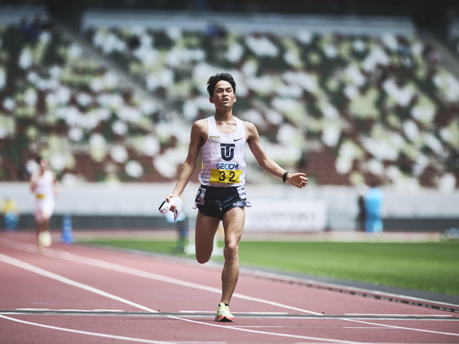 ハーフマラソンでは今年の箱根駅伝7区11位の梅崎蓮（2年）が62分41秒で2位に　©Yuki Suenaga