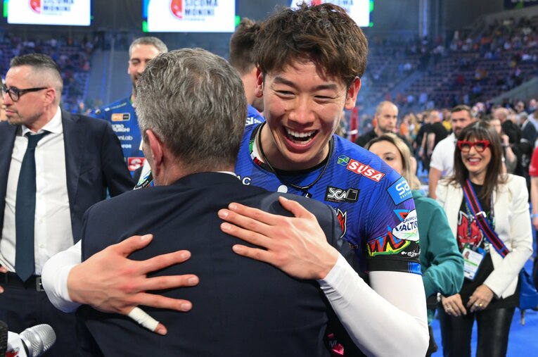 チャンピオンズリーグでペルージャの初優勝に貢献した石川祐希。日本人男子として初めて栄冠を手にした　©Getty Images