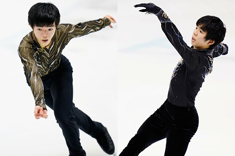 昨季の自己ベストから鍵山（左）は＋16.60の287.21点、佐藤は－56.69の198.42点と明暗が分かれた ／ photograph by Yukihito Taguchi