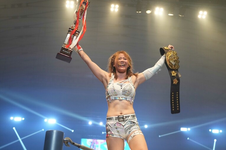 IWGP女子王座8度目の防衛を果たした岩谷麻優　©Essei Hara