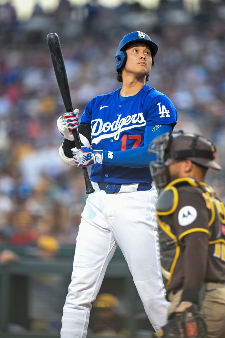【Number現地撮影：大谷翔平の愛される日々】ドジャース再合流後の試合での大谷（写真は右に続きます）　©Nanae Suzuki